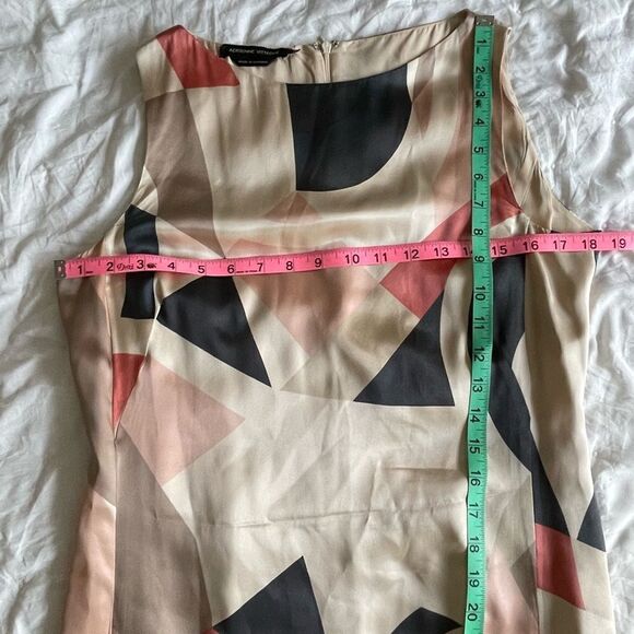 Adrienne Vittadini 100% silk abstract print midi sheath dress size 8 - Picture 5 of 10
